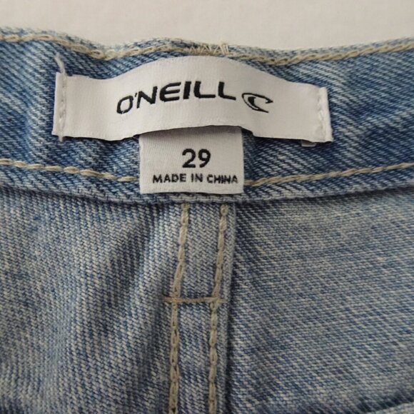 O'Neill Cropped Jeans Women's Size 29 Blue Distressed Denim Button Fly Straight - Picture 7 of 11